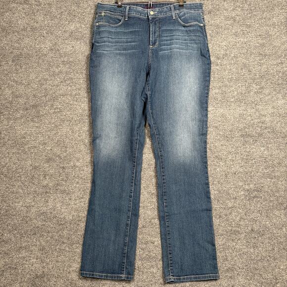 NYDJ Size 16 Slim Bootcut Ankle Jeans Blue Washed Cotton Blend Mid Rise Pockets - Picture 2 of 10